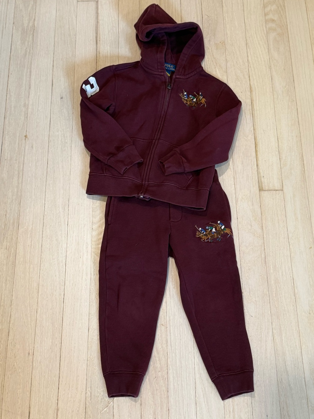Polo by Ralph Lauren Burgundy Kids Sweatpants & Zip Hoodie Set